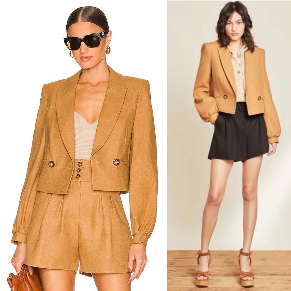 Veronica Beard Milani Linen Blazer Jacket In Camel
